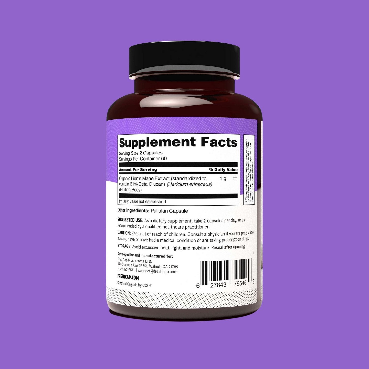 FreshCap Mushrooms Lion's Mane Capsules (120 Count) - Multiverse