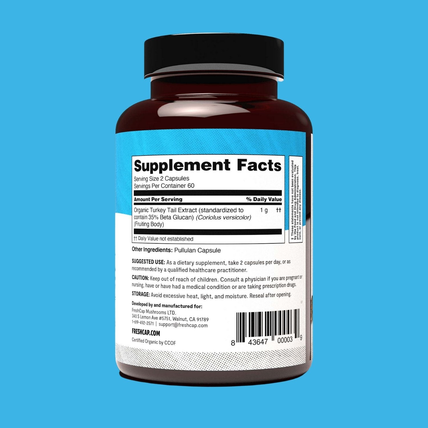 FreshCap Mushrooms Turkey Tail Capsules (120 Count) - Multiverse